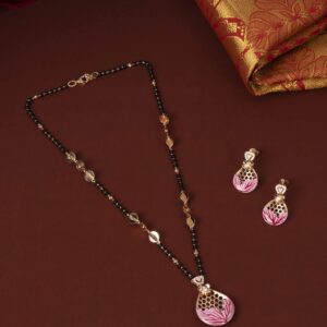 Pink Enamel Mangalsutra
