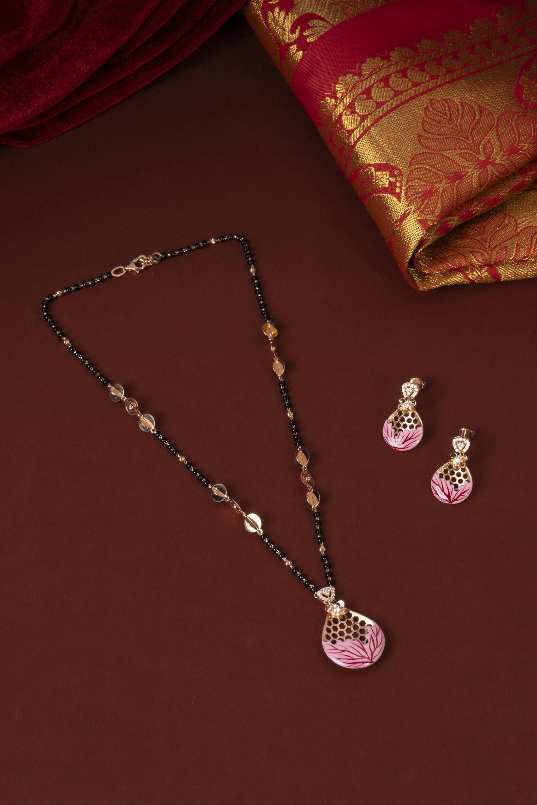 Pink Enamel Mangalsutra Pink Enamel Mangalsutra - Image 1